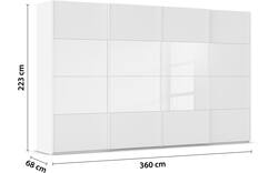 Goossens kledingkast finca combi glans mat glas wit hoogwaardig meubelplaat - 8244371-{merk}-finca-combi-sts-wit-schuifdeuren-02
